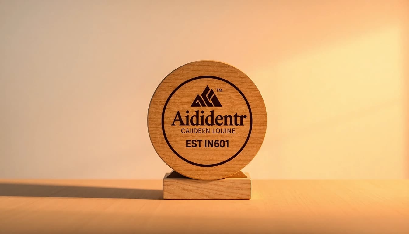 Kleiderbügel mit eigenem Logo in edlem Holzdesign, ideal für Markenpräsentationen und individuelle Gestaltung.