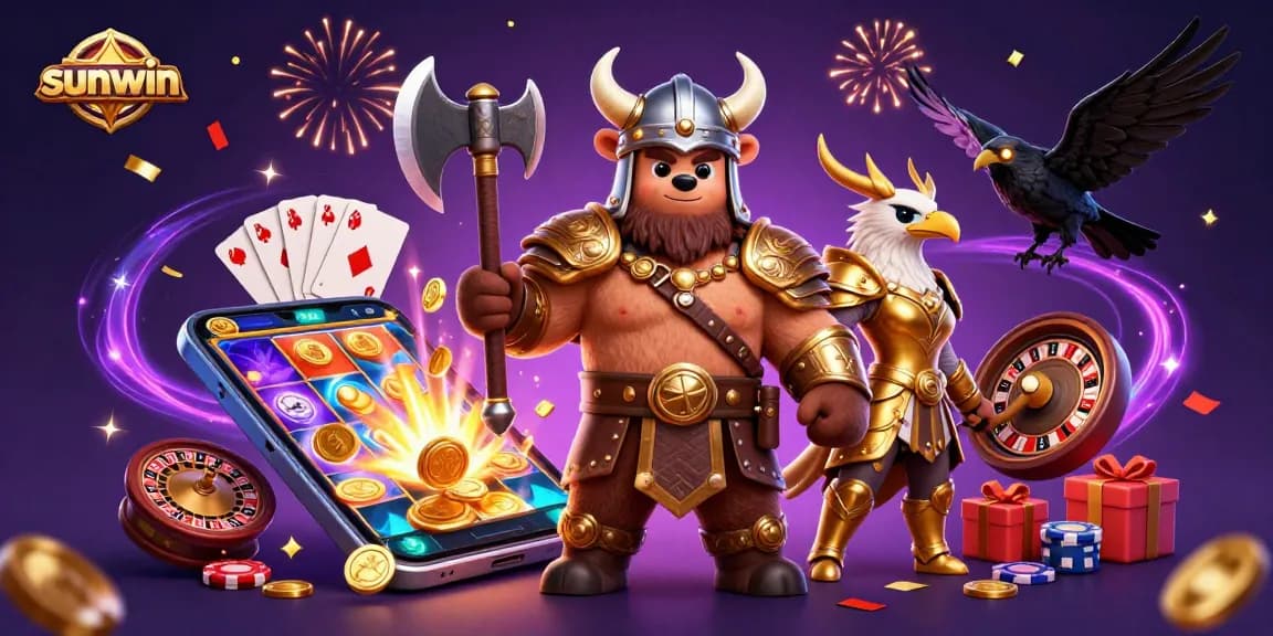 Experience thrilling gameplay with sunwin's Viking and Valkyrie characters amidst exciting casino elements.