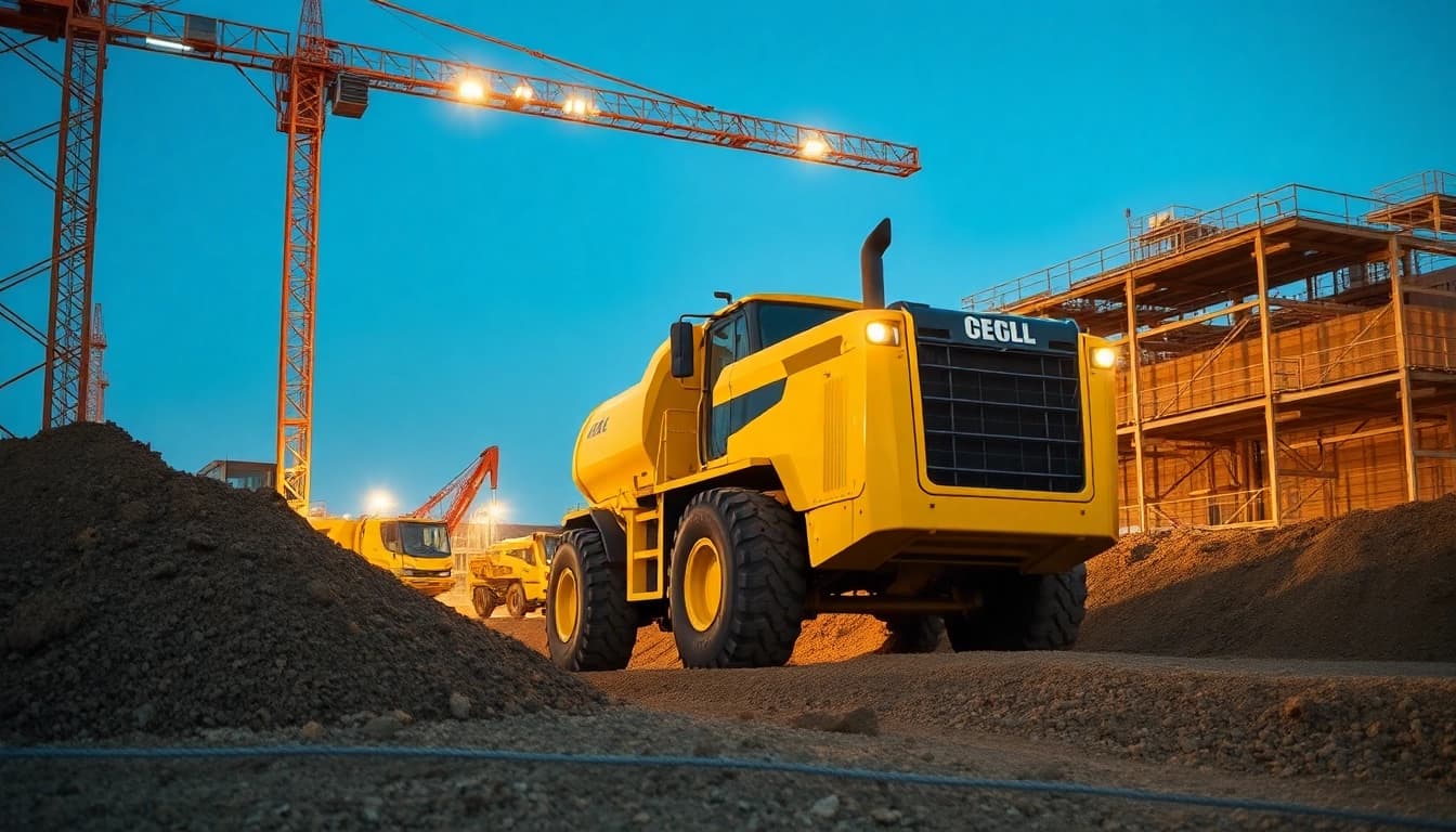 Baggervermietung Hannover: Ein leistungsstarker gelber Bagger arbeitet auf einer Baustelle in Hannover und symbolisiert erstklassigen Maschinenverleih.
