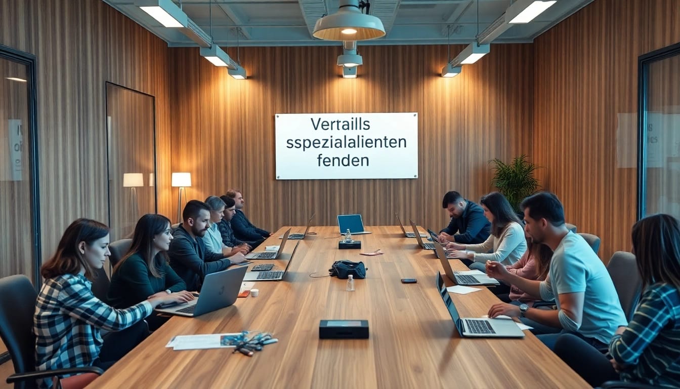 Effizientes Teammeeting bei der Suche nach Vertriebsspezialisten finden in einem modernen Büro.