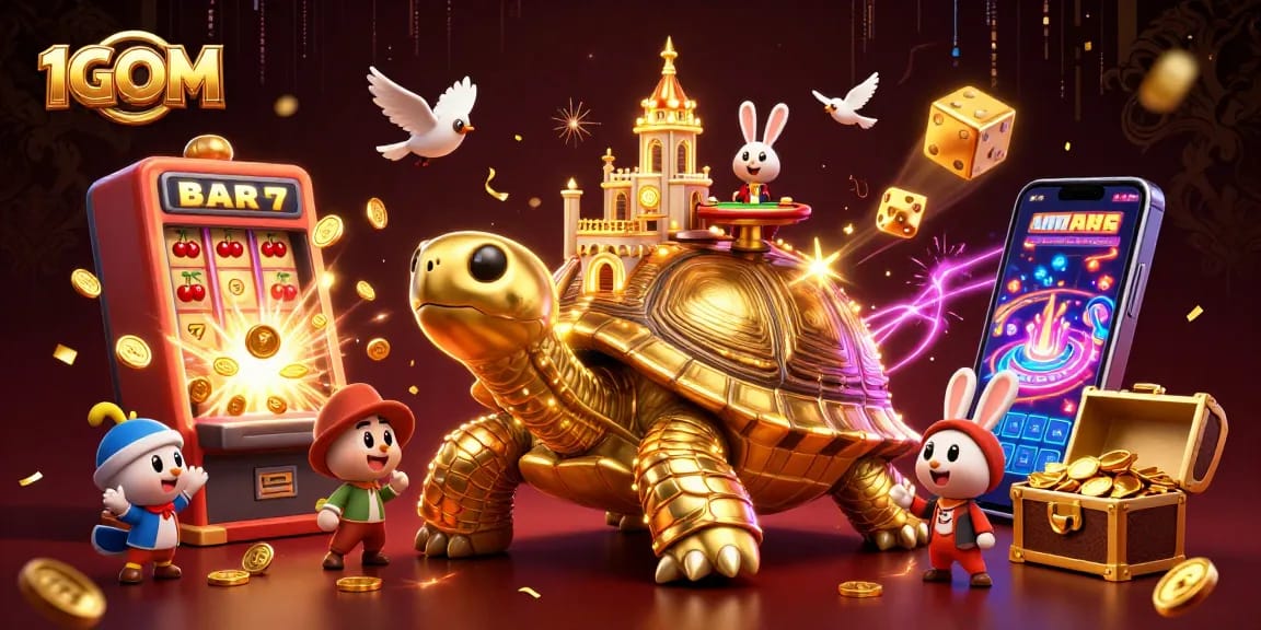Experience thrilling gameplay at 1GOM with excitement from golden coins and vibrant slots.