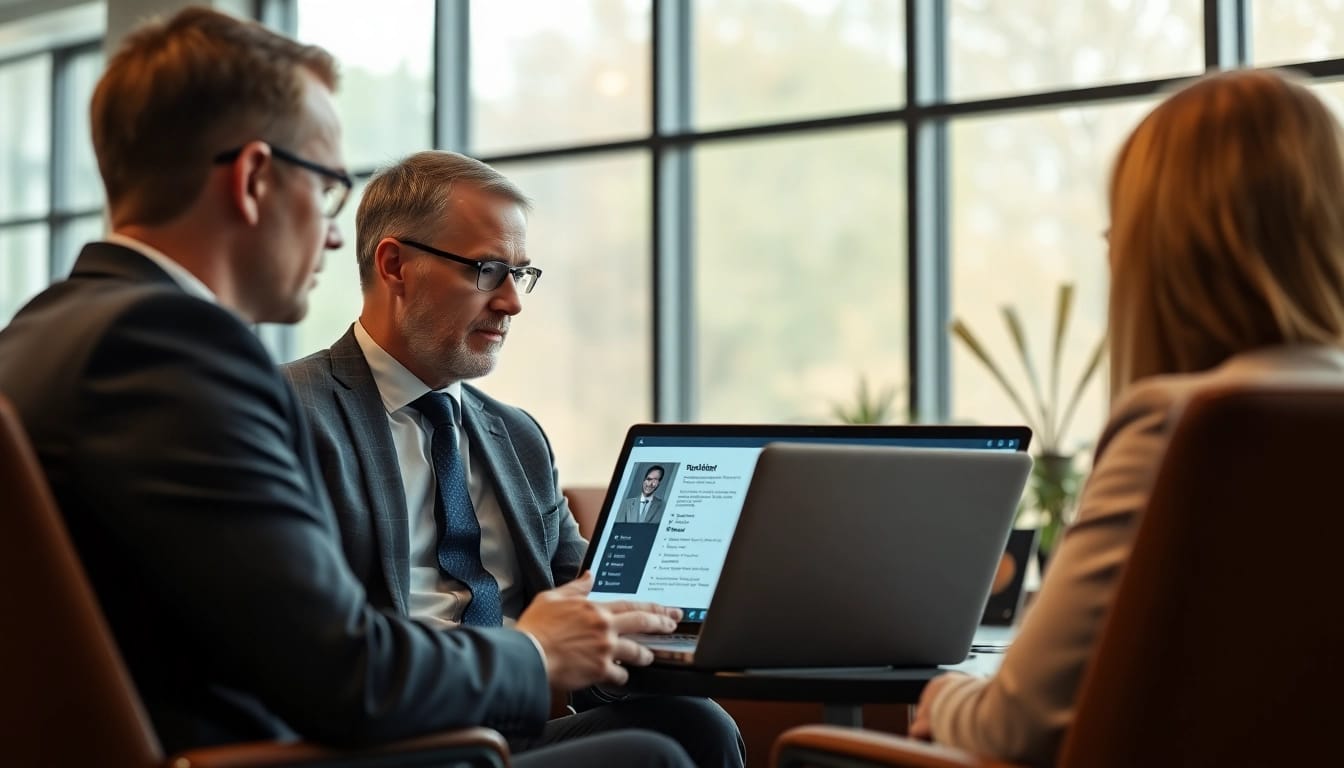 Headhunter Solingen conducting a professional consultation in a stylish office.