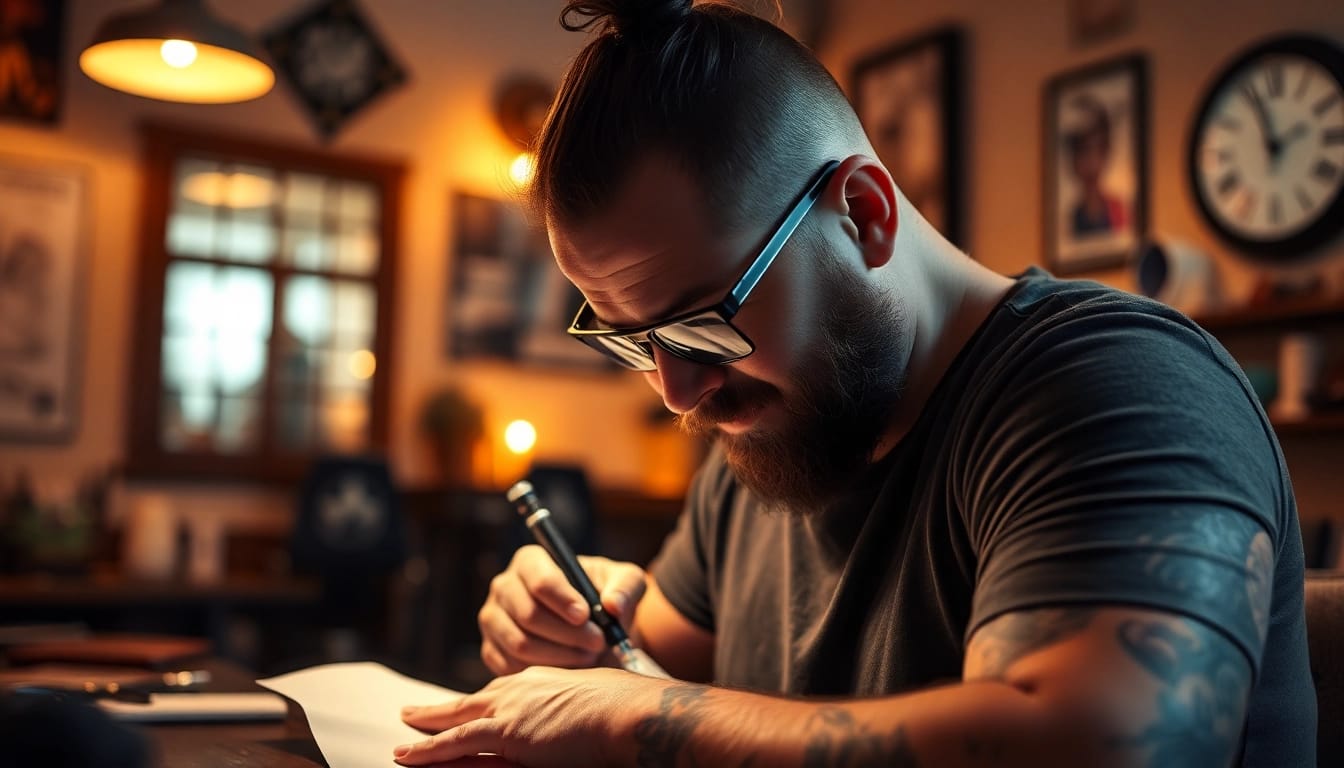 Der Künstler im Tattoo Studio München erstellt ein einzigartiges Tattoo mit filigranen Details.