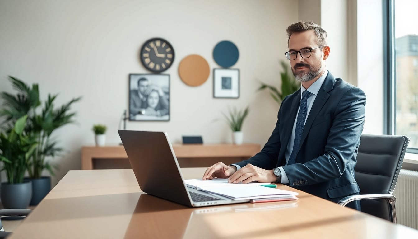 Headhunter Geschäftsführer berät potenziellen Kandidaten in einem modernen Büro, das Professionalität ausstrahlt.