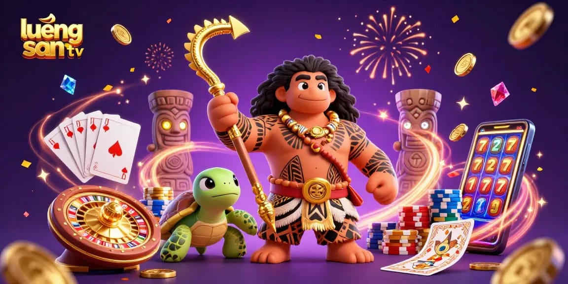 Experience thrilling gameplay with lương sơn tv in a vivid 3D scene featuring a demigod and treasures of gambling.