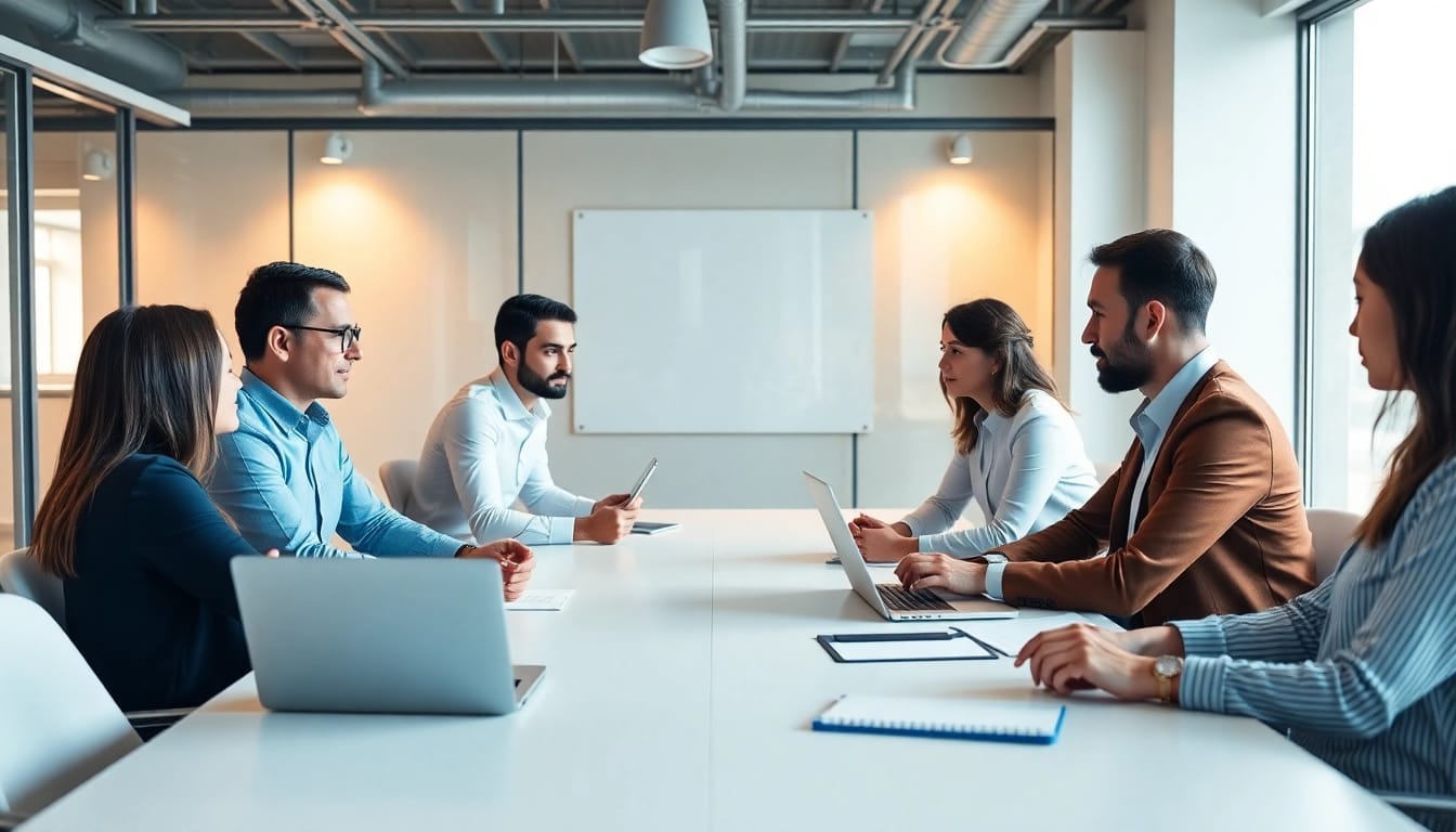 Consultants discussing unternehmensberatung altenpflege strategies in a modern office setting.