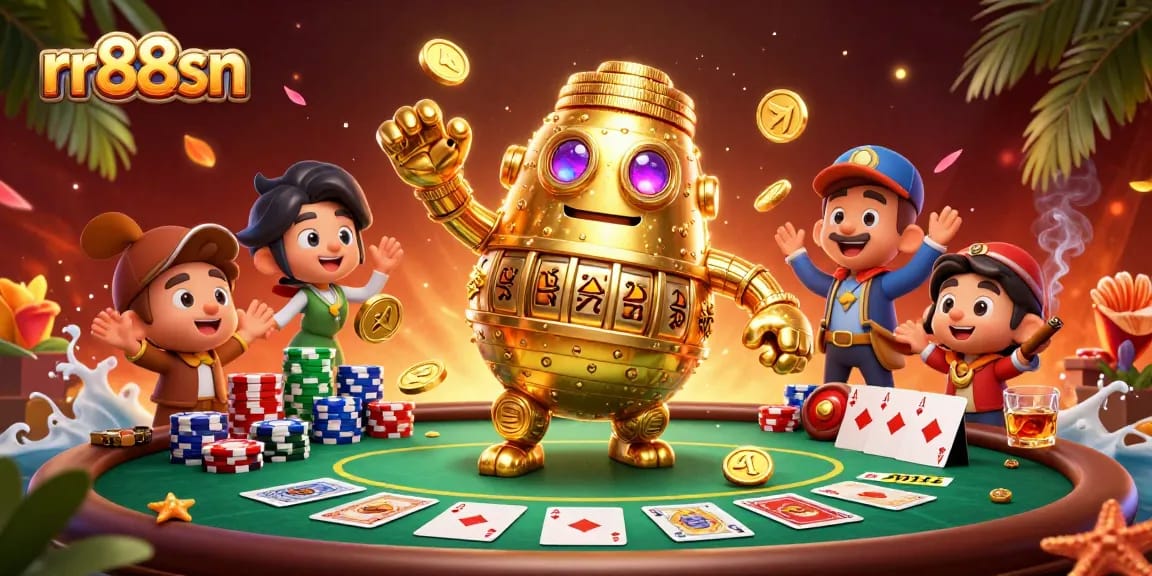 Experience thrilling poker action at rr88sn with vibrant casino elements in a dynamic 3D scene.