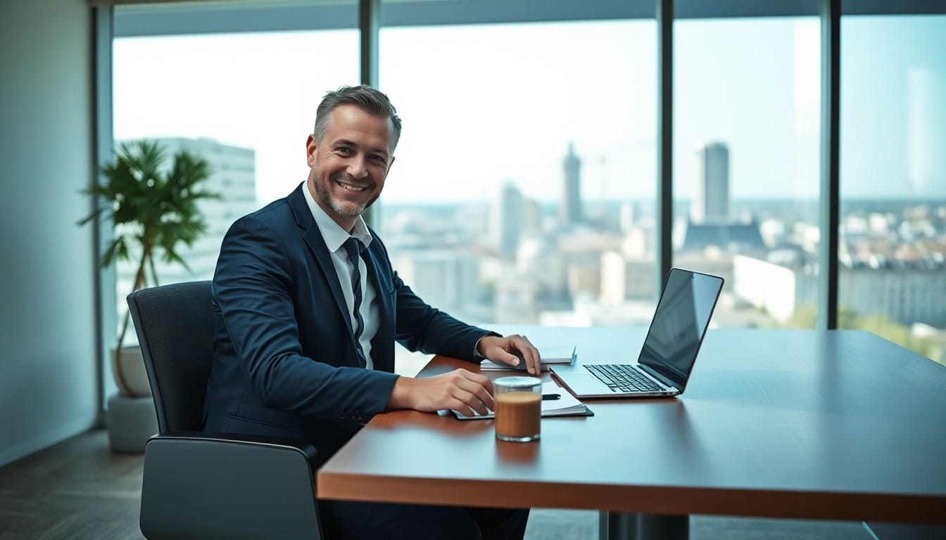 Headhunter Saarbrücken bewertet Lebensläufe mit einem fokussierten Blick in einem modernen Büro.