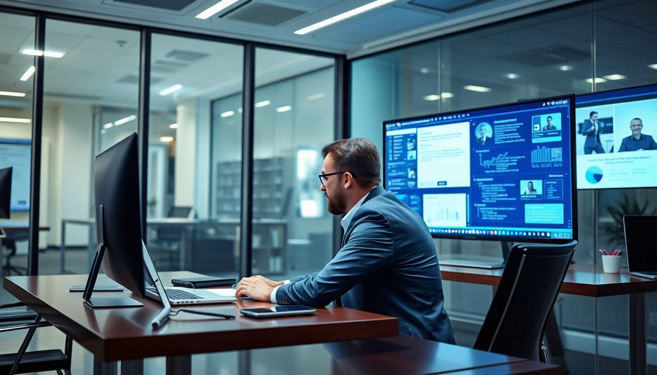 Headhunter IT analysiert Lebensläufe in einem modernen Büro.