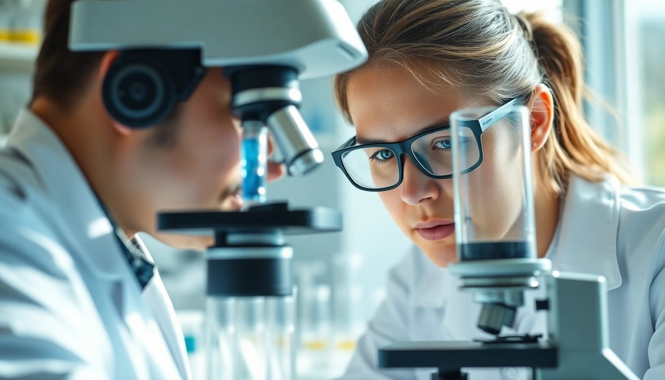 Forschung zur lipase Aktivität mit modernem Mikroskop im Labor.