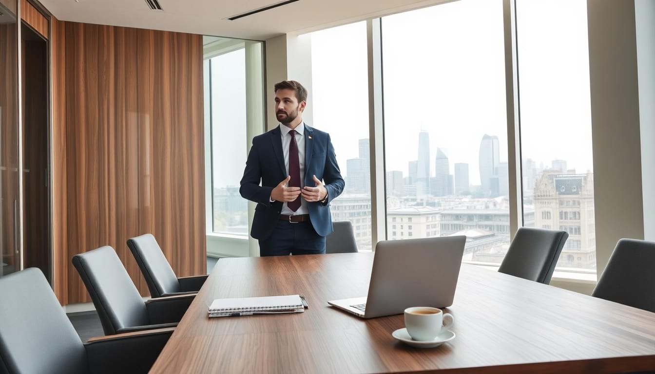 Headhunter Frankfurt führt ein professionelles Gespräch in einem modernen Büro.