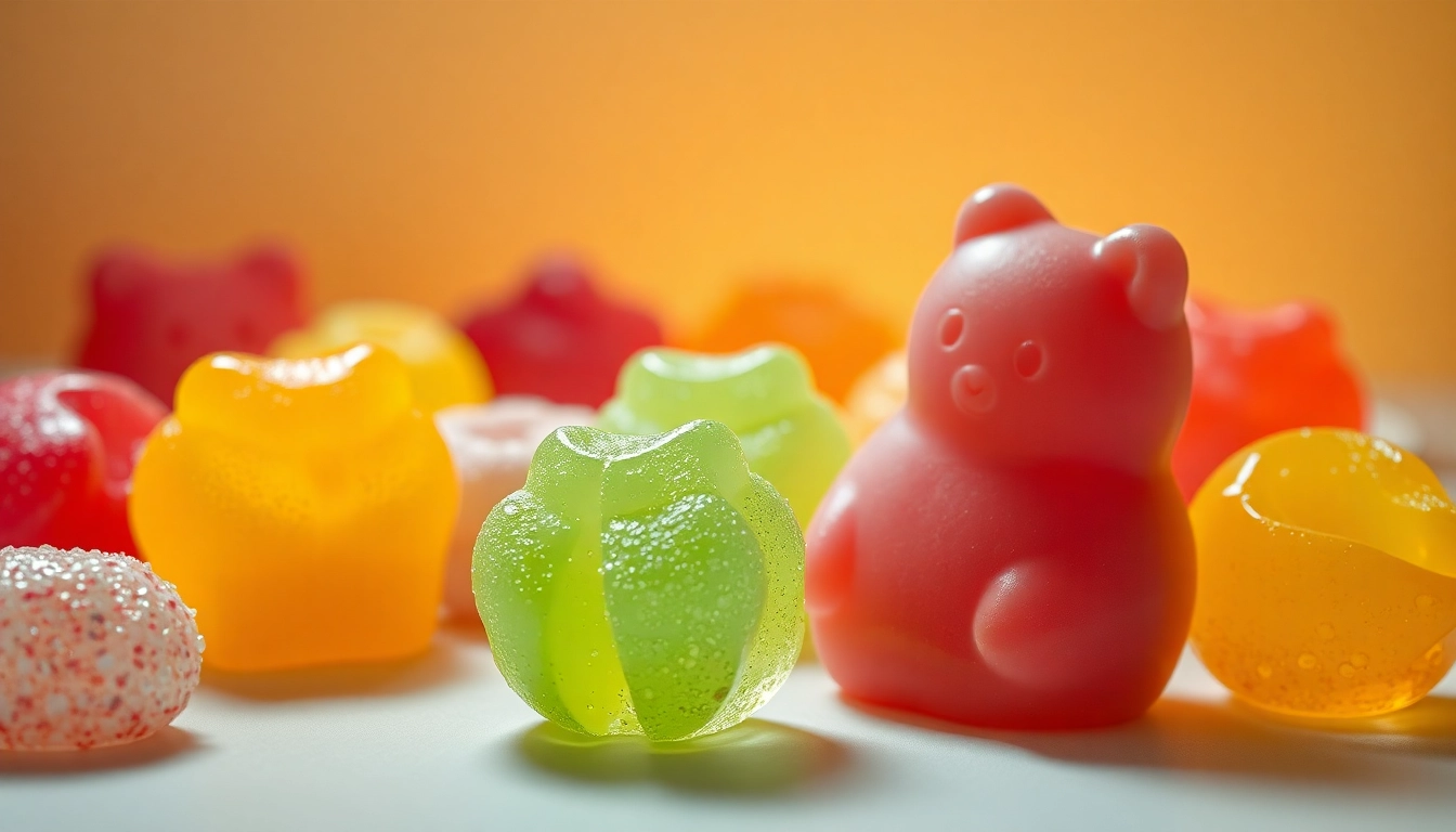 Leckere edibles gummibärchen auf einem hellen Hintergrund präsentieren ihre farbenfrohe Textur.