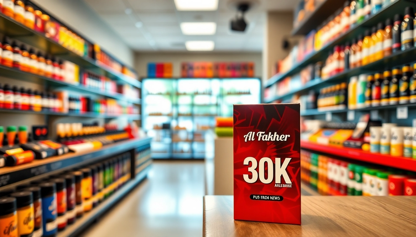 Al Fakher 30K in a vibrant presentation of vape products, emphasizing quality and selection.