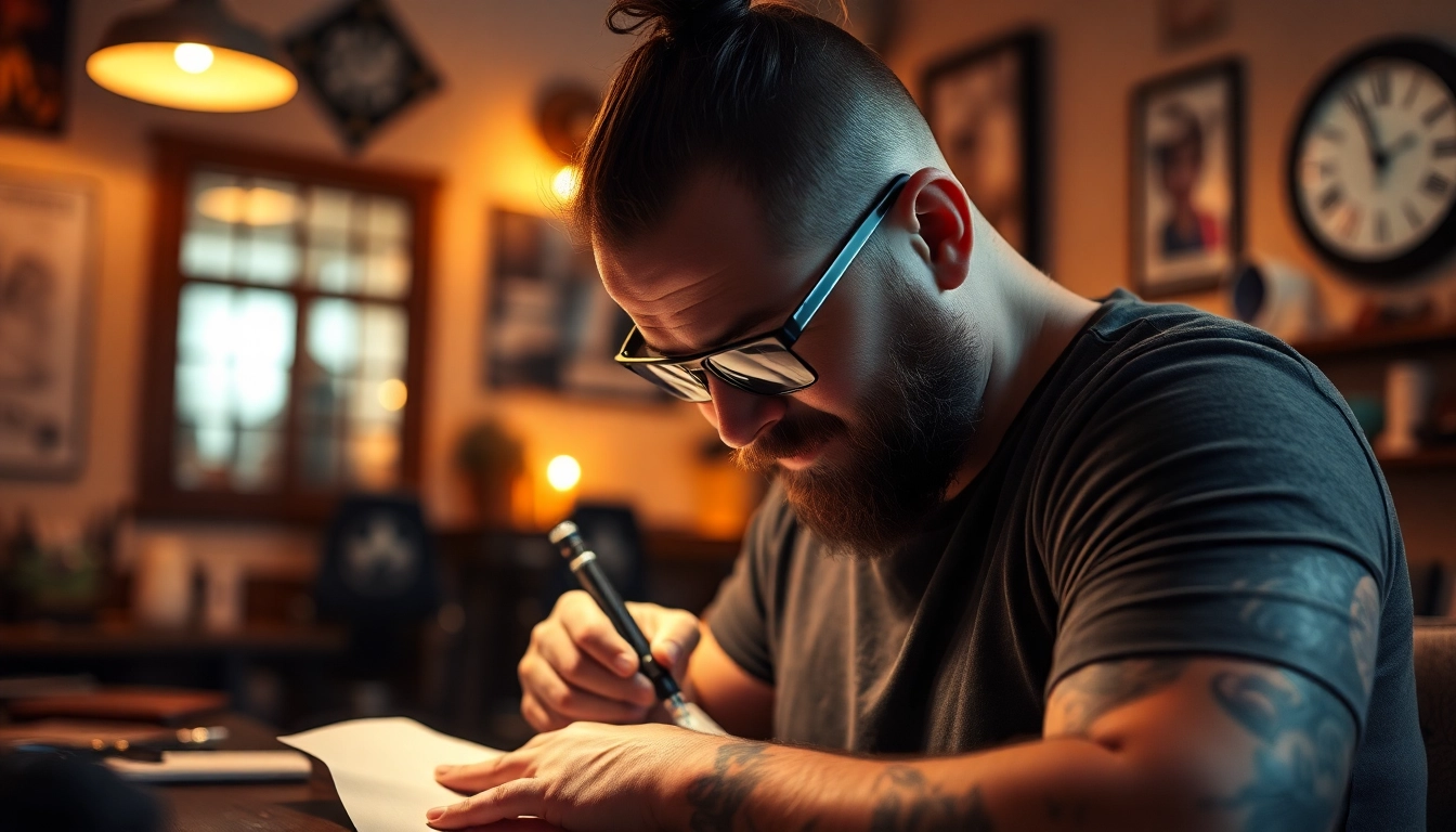Der Künstler im Tattoo Studio München erstellt ein einzigartiges Tattoo mit filigranen Details.