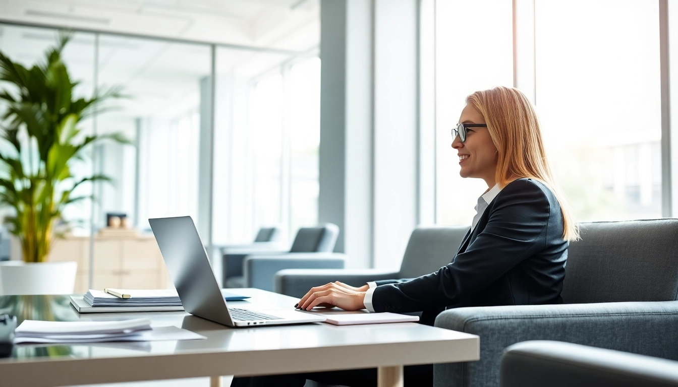 Headhunter IT in a modern office engaging organically with clients.