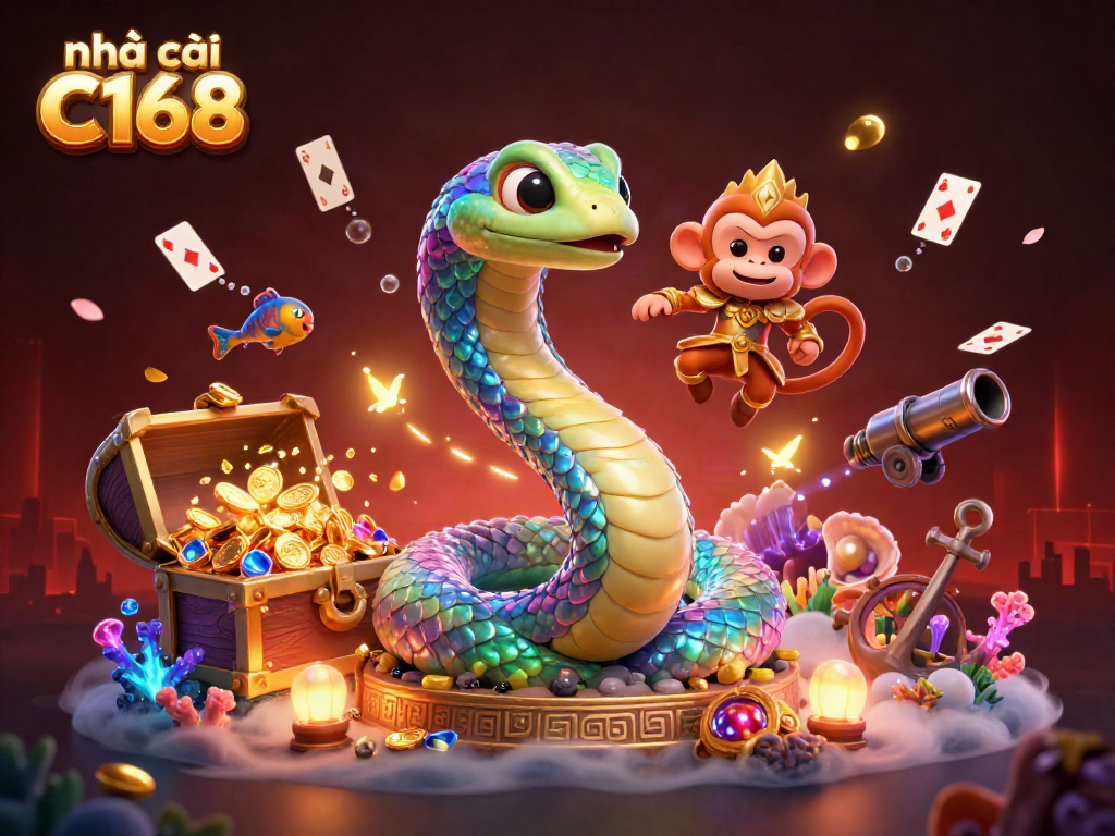 Experience the excitement at nhà cái C168 with vibrant 3D casino elements and enchanting characters.