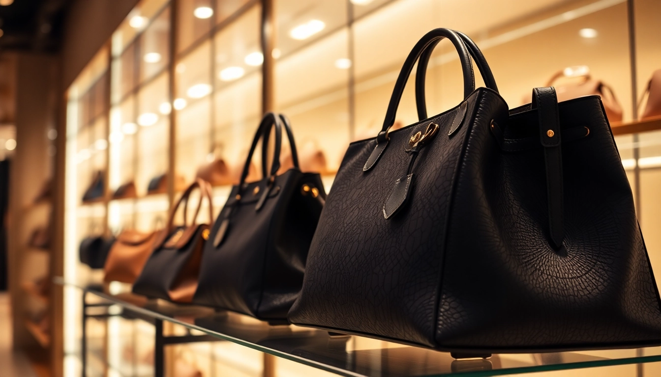 Luxury handbag display featuring exquisite craftsmanship and elegant design in a boutique.