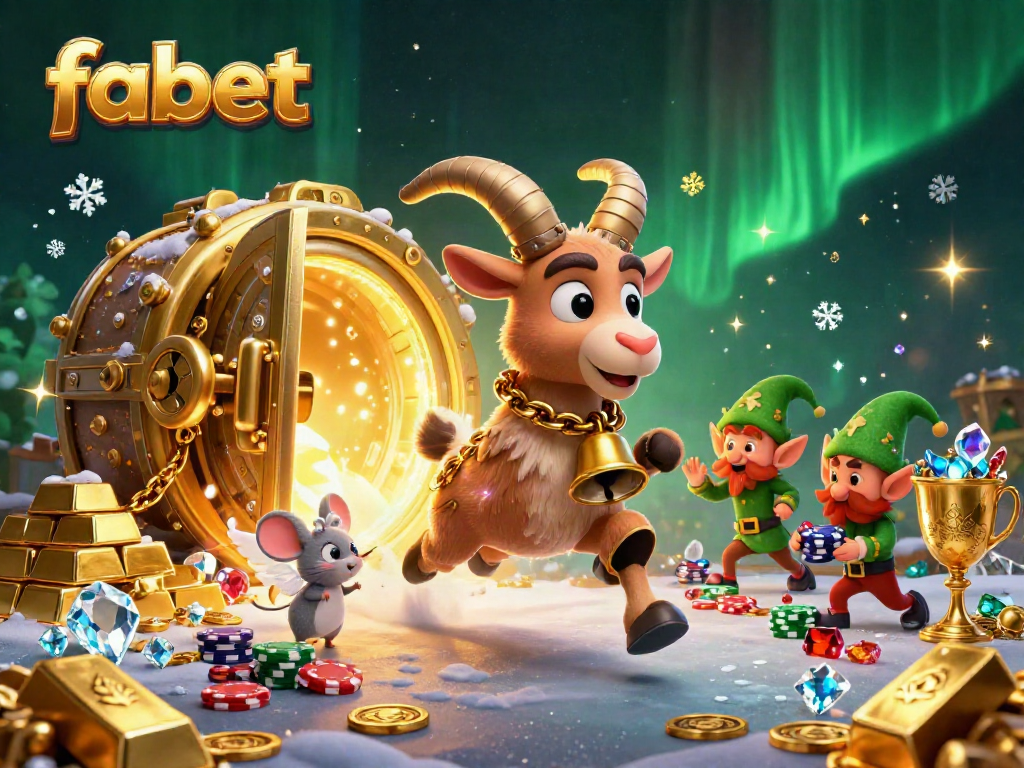 Experience exciting action with fabet in a visually stunning casino scene featuring unique characters and treasures.
