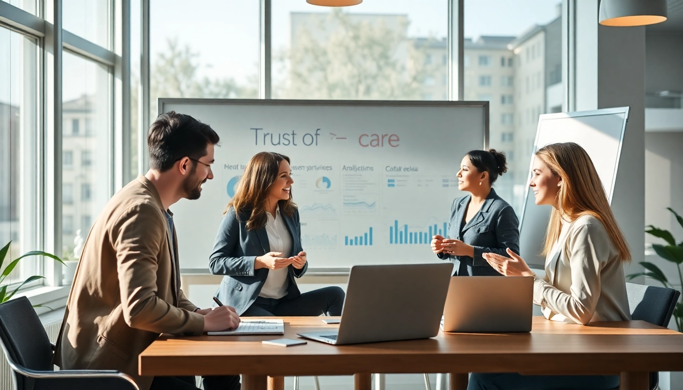 Collaborative marketing professionals at a pflegemarketing agentur strategizing innovative healthcare campaigns.