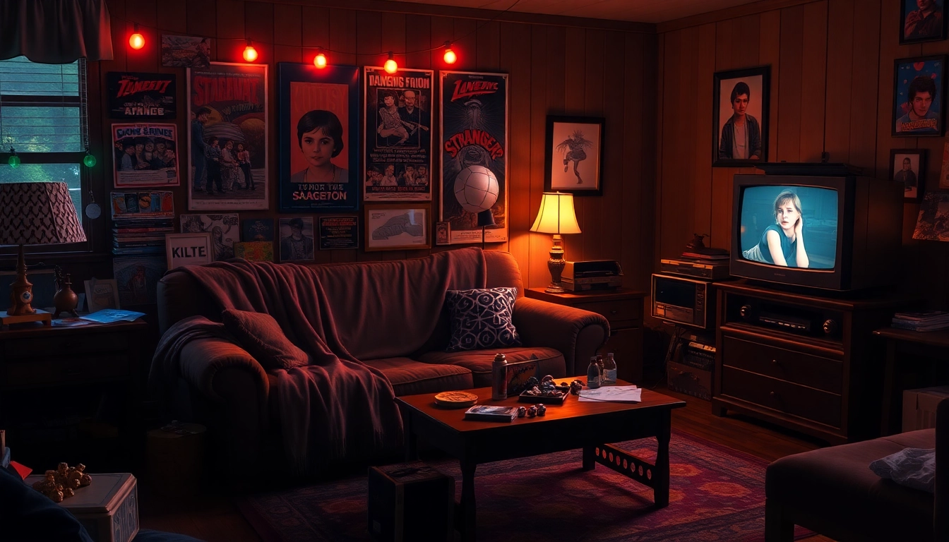 Stranger Things Review: Nostalgic living room scene with Dungeons & Dragons props, evoking warmth and friendship.