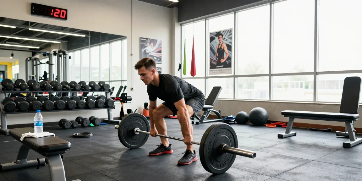 Energetic scene at Anabolika Shop showcasing a bodybuilder performing deadlifts in a modern gym