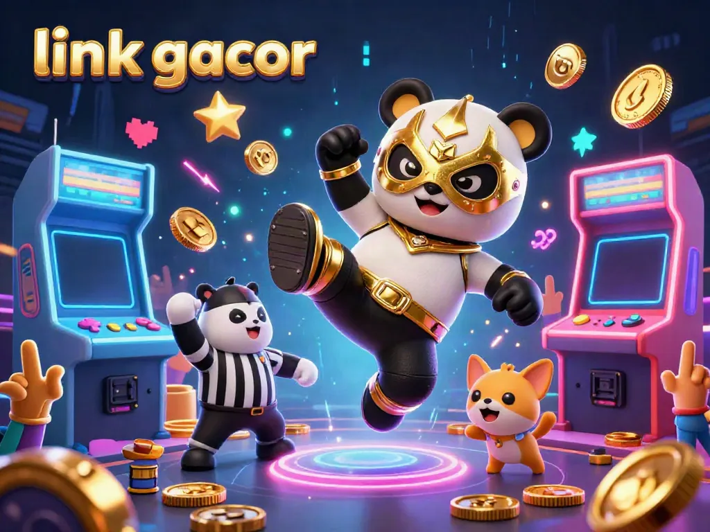 Experience exciting gameplay with link gacor illustrated in a vibrant 3D scene packed with engaging casino elements.