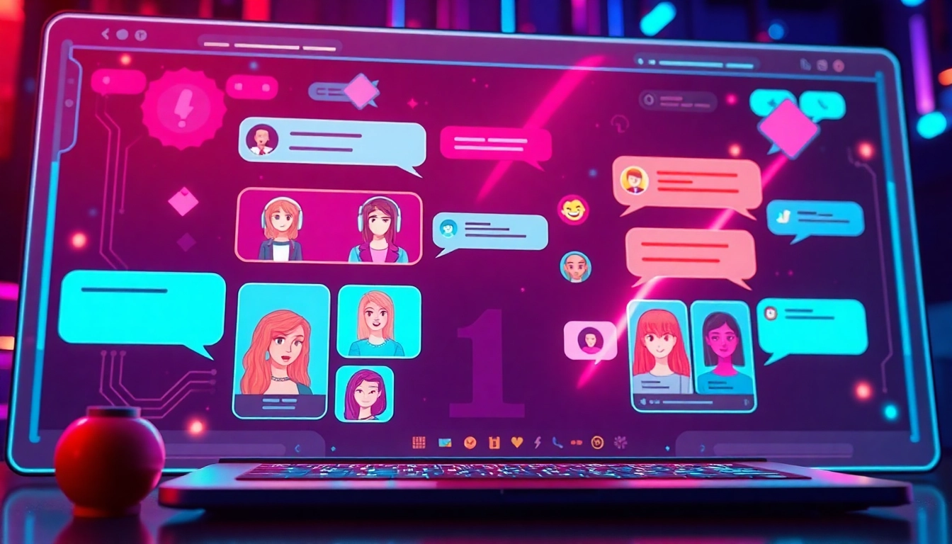 Enticing chat interface for porn ai chat with vibrant avatars and colorful elements.