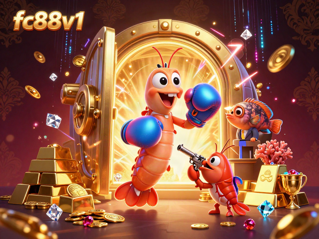 Experience the excitement of the fc88v1 casino with vibrant characters and gold-rich gaming elements.