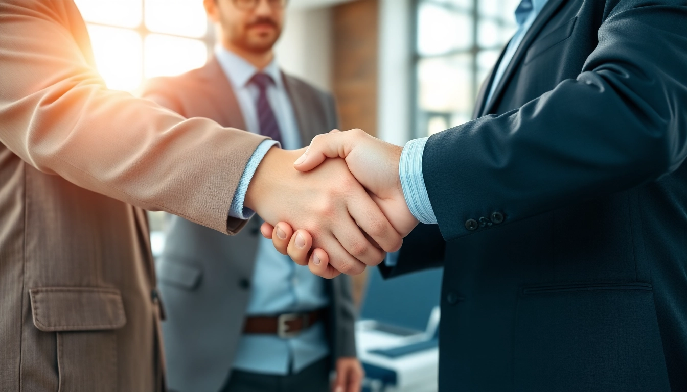 Headhunter Ingenieure shaking hands professionally in a modern office setting.
