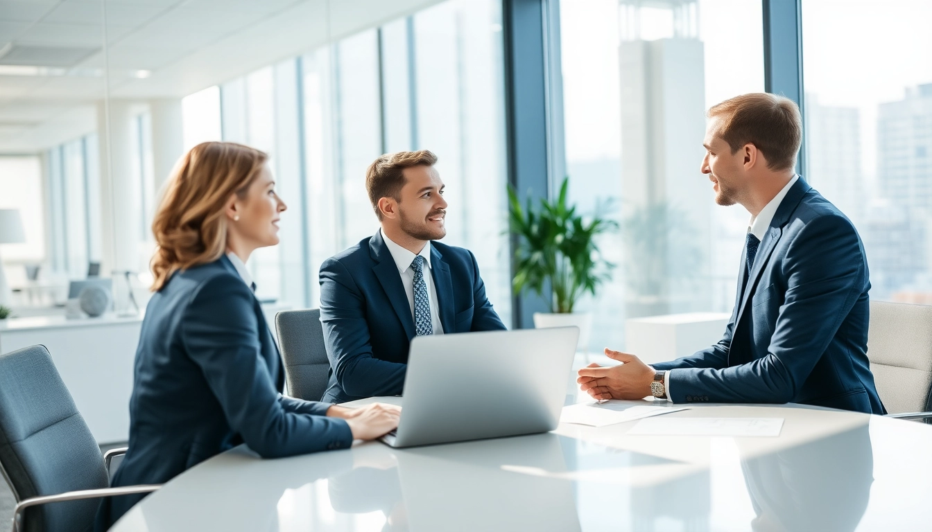 Headhunter Schweiz führt professionelles Interview in modernem Büro mit Bewerber.