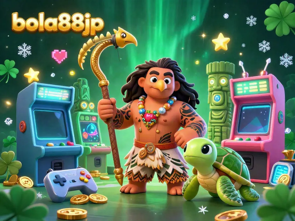 Experience the dynamic excitement of bola88jp with vibrant gaming elements and characters in an engaging casino scene.