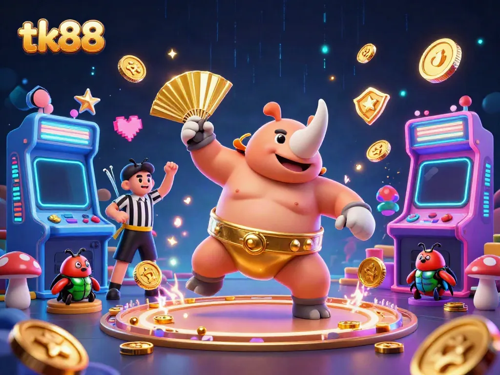 Experience thrilling gameplay at tk88 with captivating cartoon characters and colorful gaming elements.