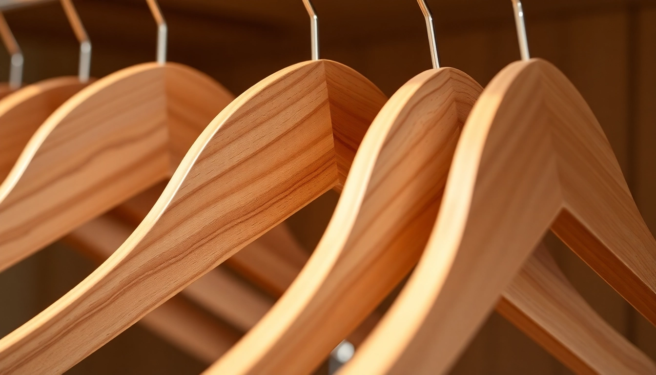 Kleiderbügel mit eigenem branding – stilvolle Holzkleiderbügel mit individuellen Logos und Designs.
