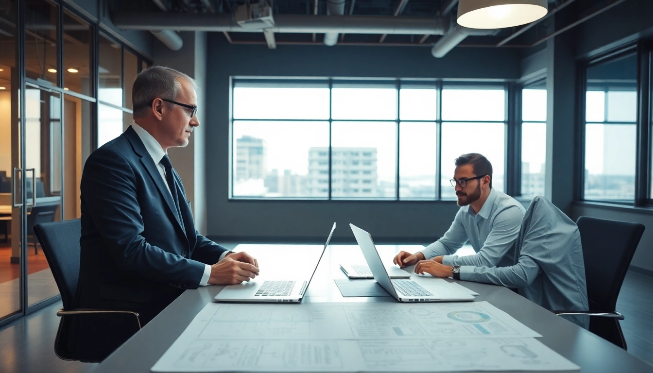 Headhunter Ingenieure interviewt einen Ingenieur in einem modernen Büro.