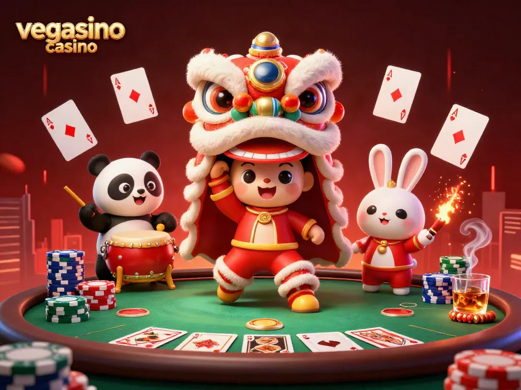 Experience the thrill of vegasino casino with playful characters in a lively poker scene.