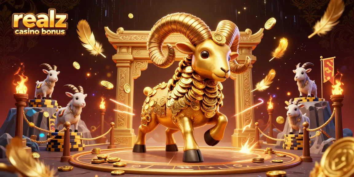 Erleben Sie den realz casino bonus mit einem massiven goldenen Ram und spektakulären Spielelementen.