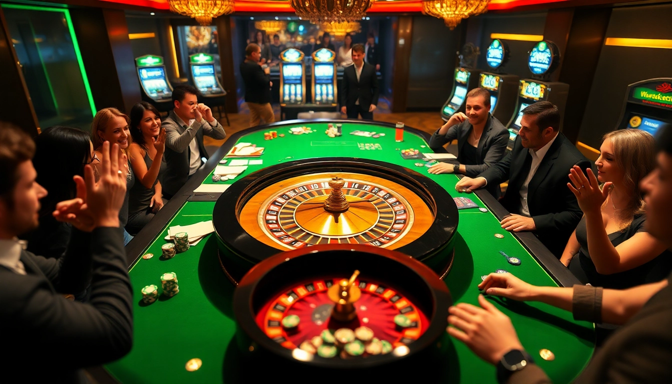 Người chơi tham gia tại bàn roulette của LUCK8, được bao quanh bởi các chip và sự hứng khởi.