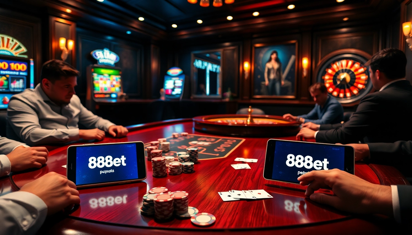 Experience the excitement of 88i bet at a luxurious casino poker table with vibrant gameplay.
