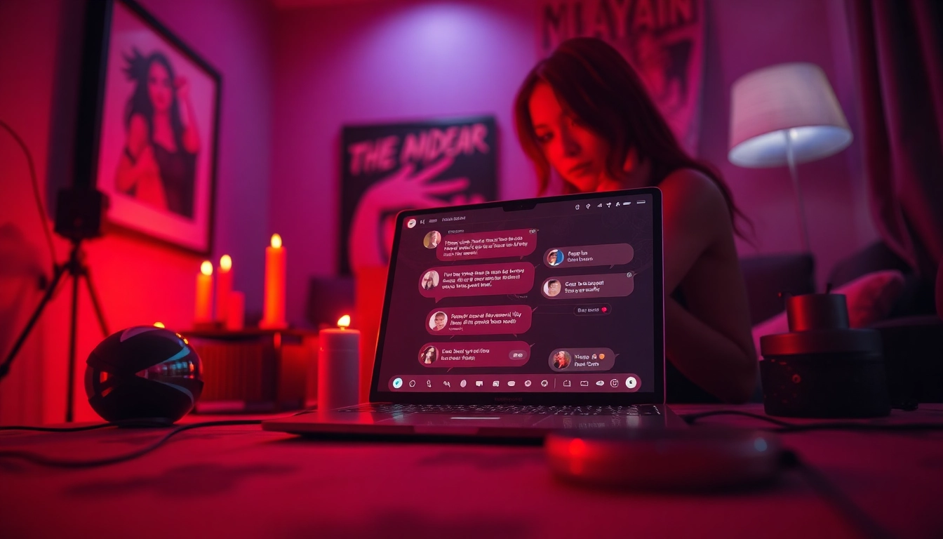Engaging interactive chat interface featuring NSFW AI characters in a flirtatious ambiance, showcasing ai chat nsfw.